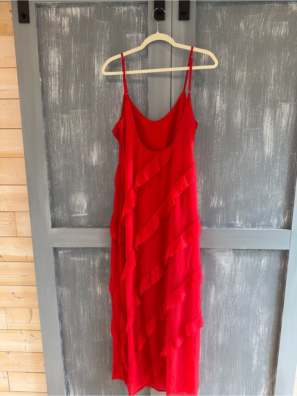 Commense Red Ruffle Maxi Dress NWT Size Large - Picture 7 of 9